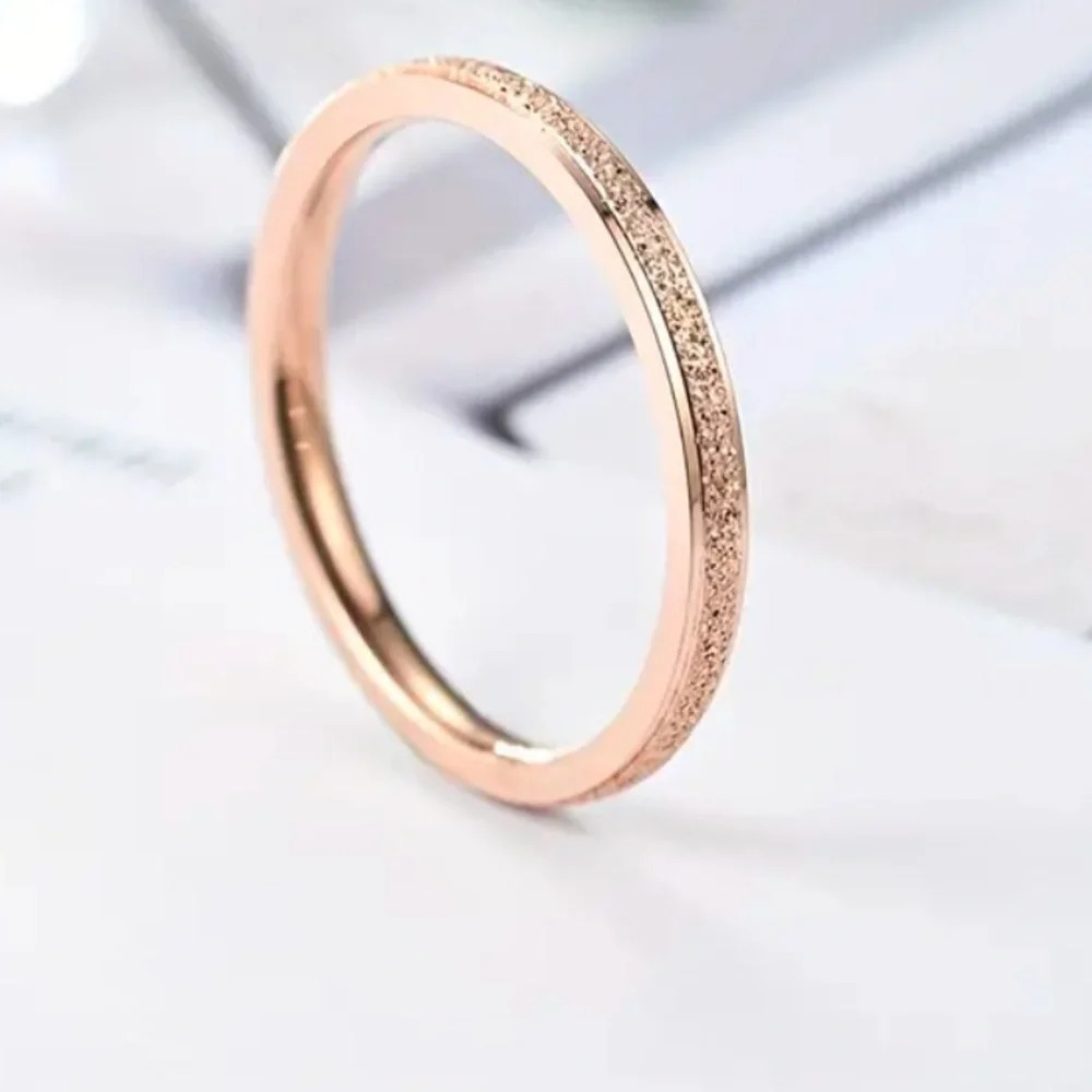 Ring, Stainless Steel, Rose Gold Frosted, Thin, New